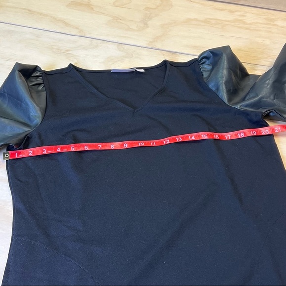 Belle by Kim Gravel Women’s V-Neck Black Faux Leather Mix Dress Size M - Picture 8 of 11